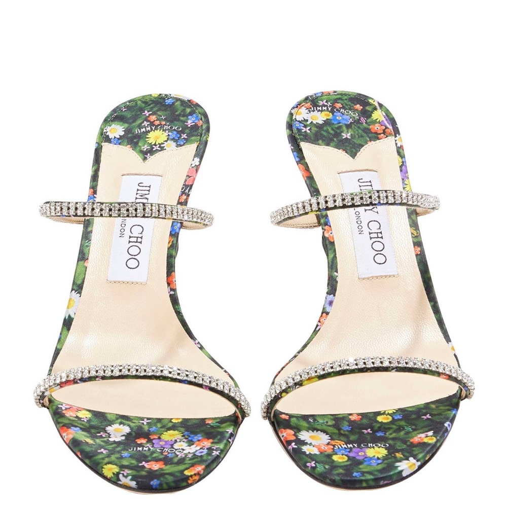 NWT Jimmy Choo Floral Heels with Sparkling Straps